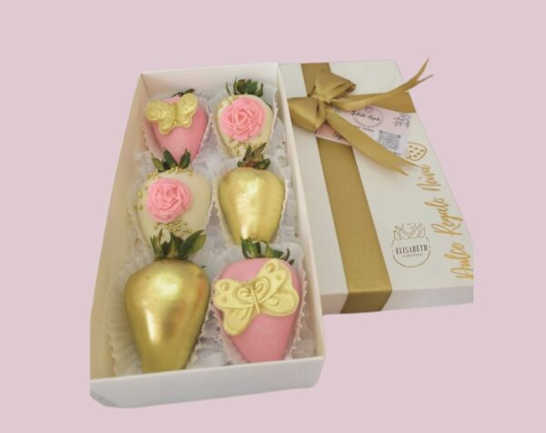 Fresas Cubiertas Caja Dorada